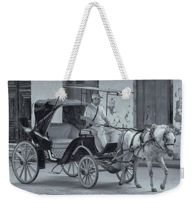 Havana Cuba Weekender Tote Bag featuring the photograph Cuban Horse Taxi by Tom Singleton