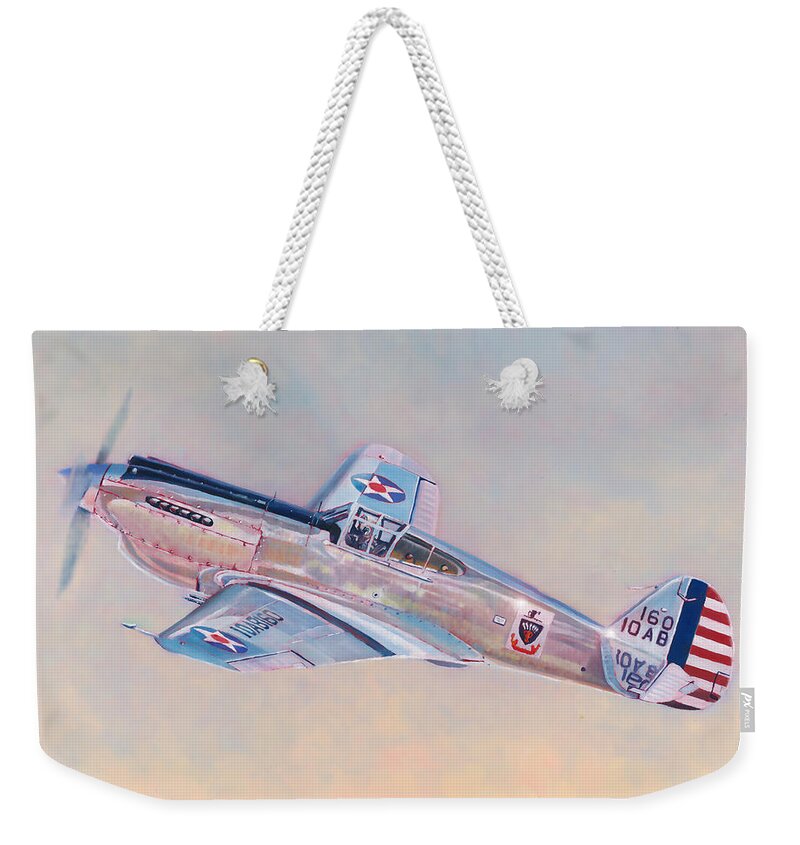 Aviation Weekender Tote Bag featuring the painting Curtiss P-40C Warhawk by Douglas Castleman