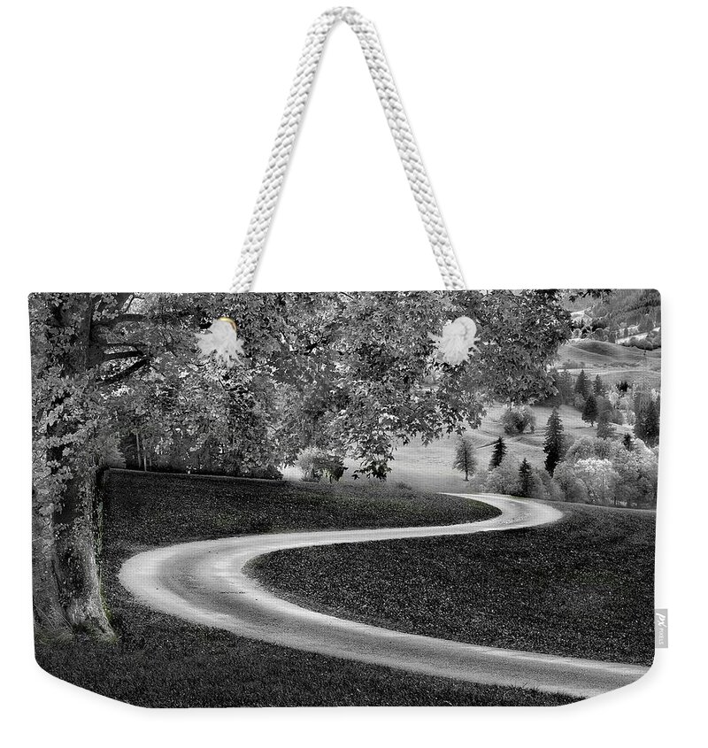Curve Weekender Tote Bag featuring the photograph Curve Road With Landscape by Bronco - J. Heiligensetzer