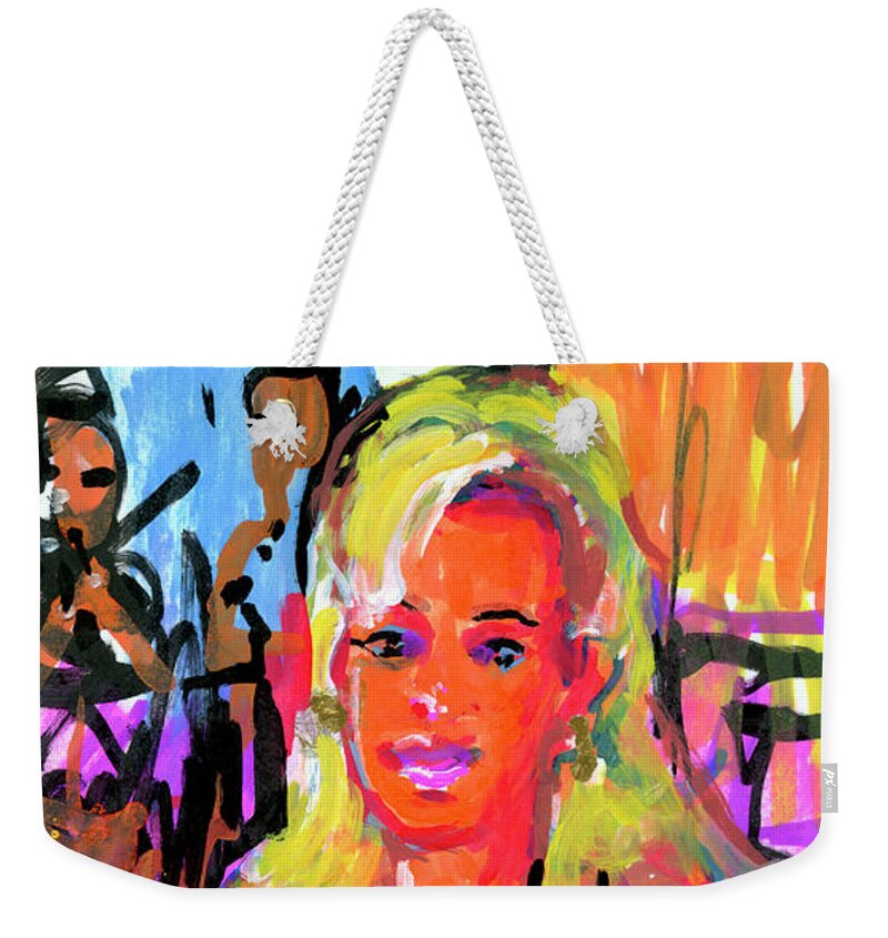 Cynthia At Palm Club Weekender Tote Bag featuring the painting Cynthia at the Palm Club by Candace Lovely