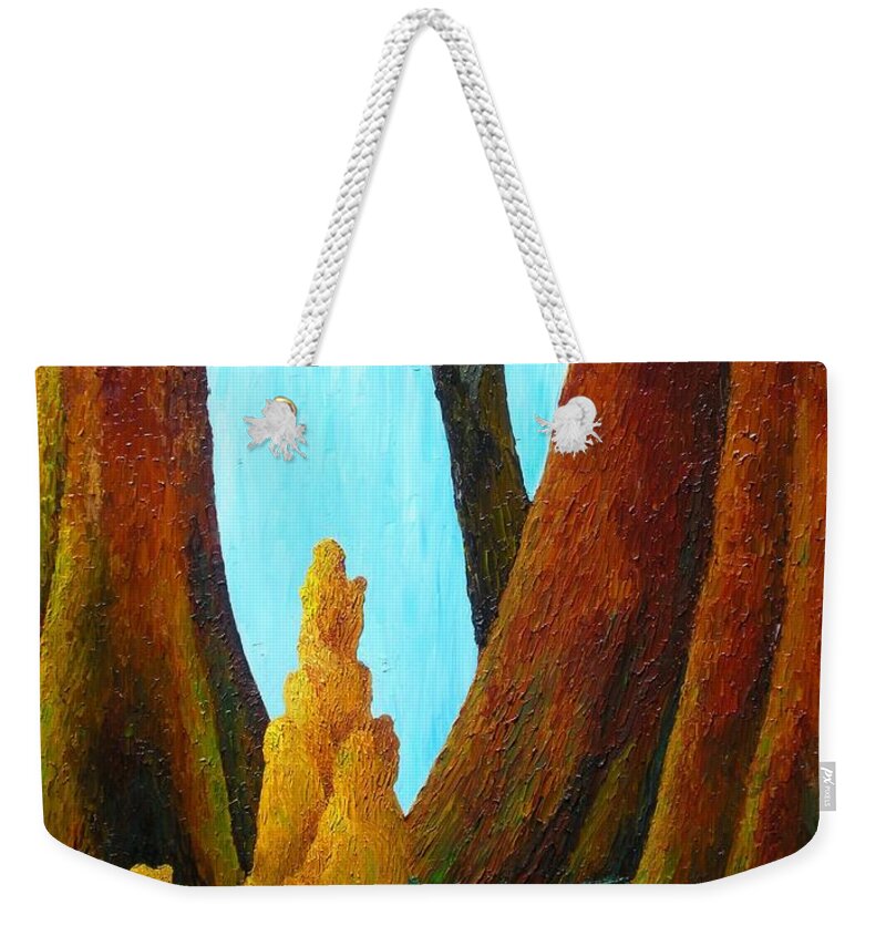 Florida Weekender Tote Bag featuring the painting Cypress Knees by Margaret Zabor