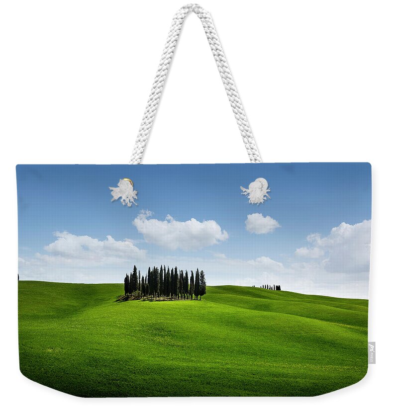 Agriculture Weekender Tote Bag featuring the photograph Cypress trees in Tuscany by Francesco Riccardo Iacomino
