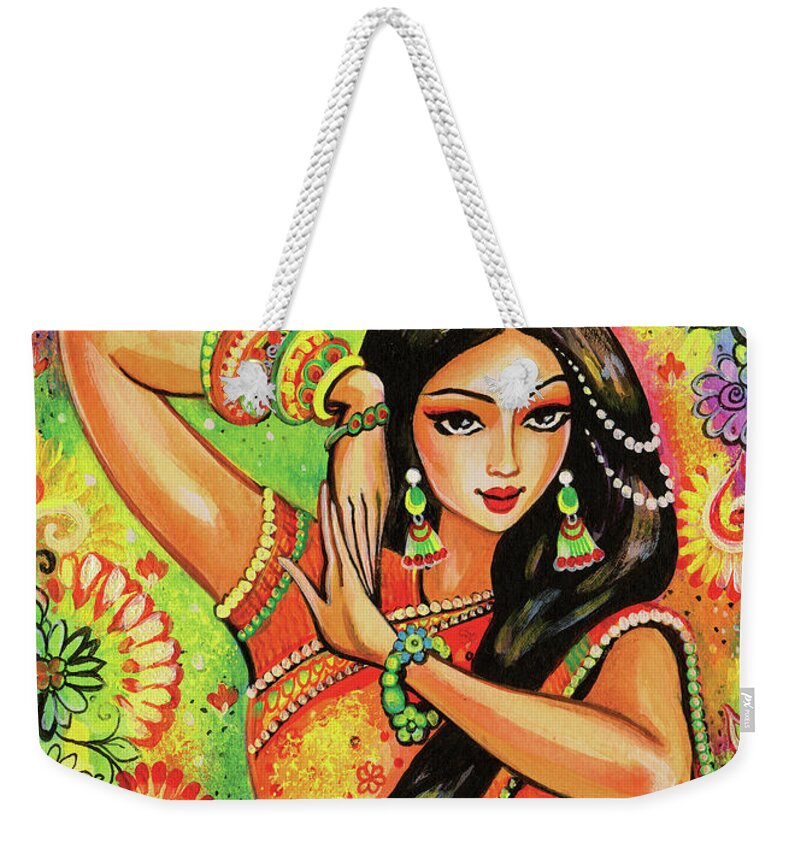 Indian Dancer Weekender Tote Bag featuring the painting Dancing Nithya by Eva Campbell