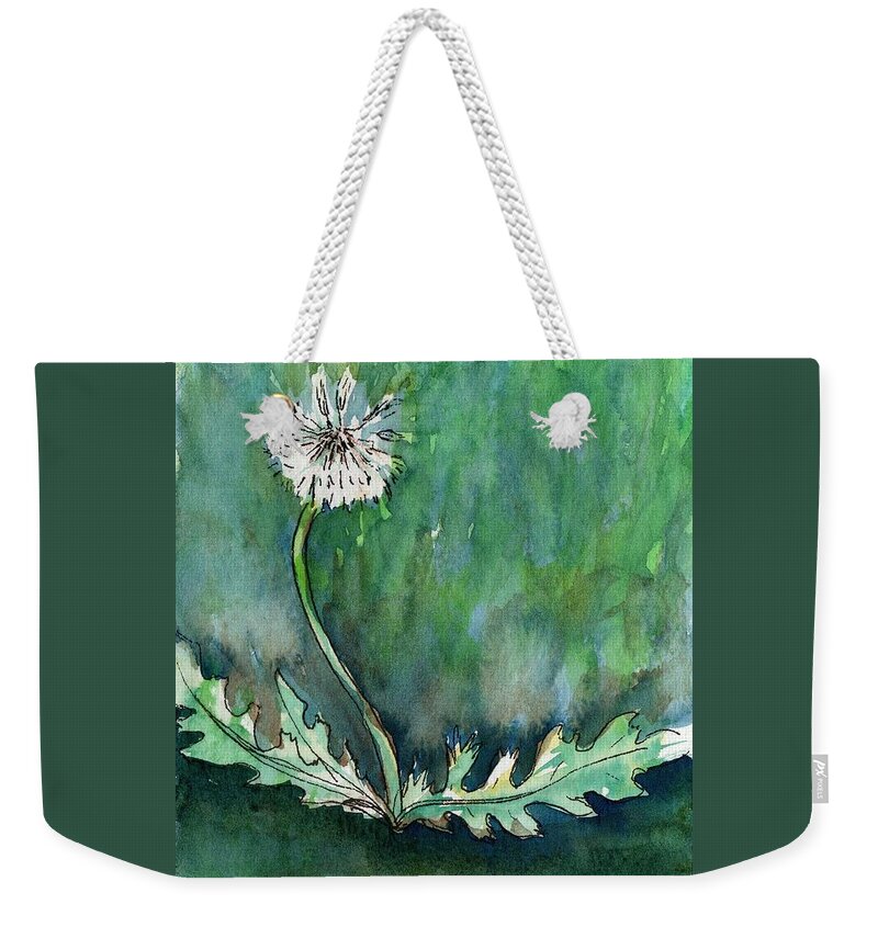Dandilion Weekender Tote Bag featuring the painting Dandilion after a Long Dry Spell by Tammy Nara