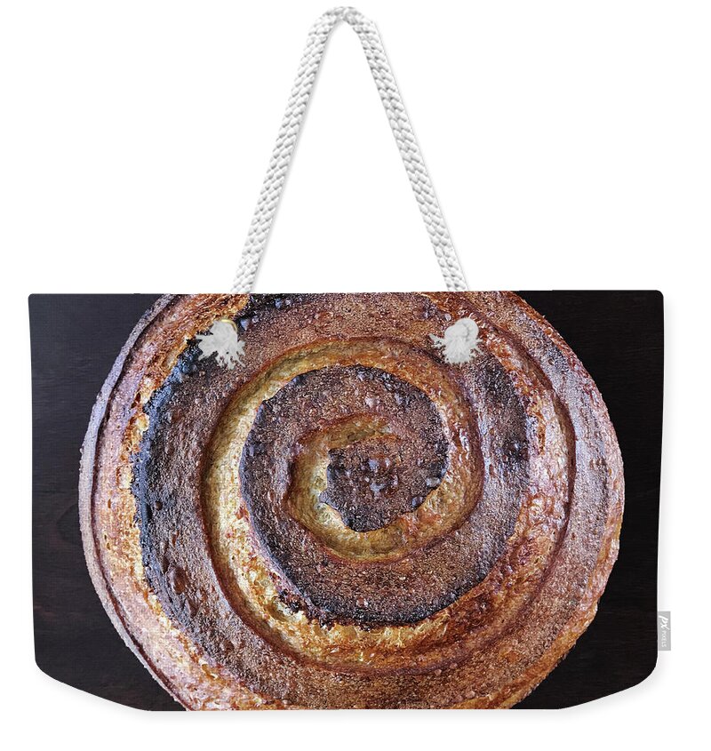 Bread Weekender Tote Bag featuring the photograph Dark Crusted Sourdough Spiral by Amy E Fraser