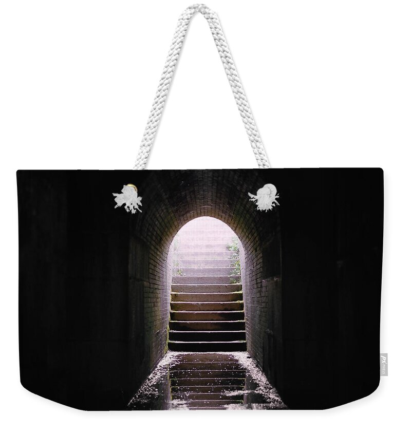 Tranquility Weekender Tote Bag featuring the photograph Dark Watery Tunnel by Laura Findlay