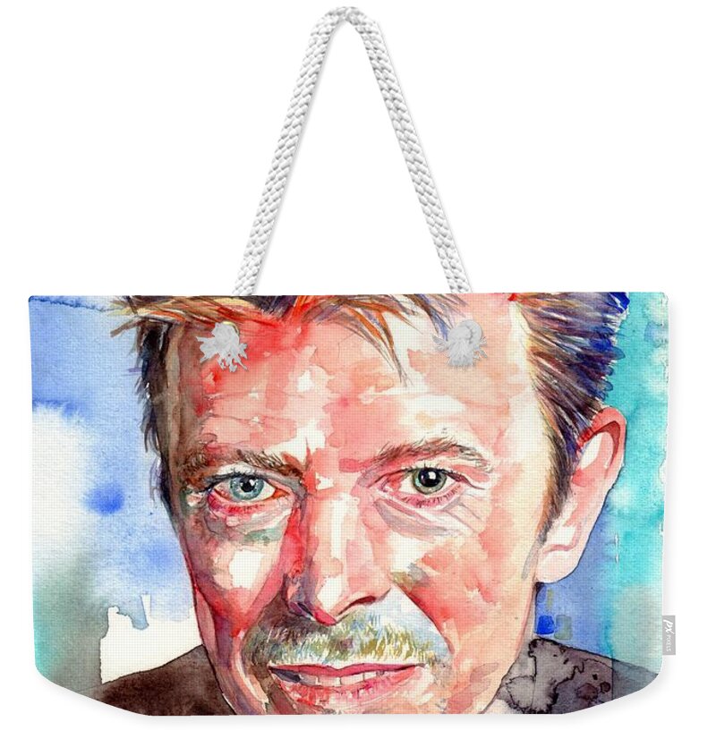 David Bowie Weekender Tote Bag featuring the painting David Bowie Portrait by Suzann Sines