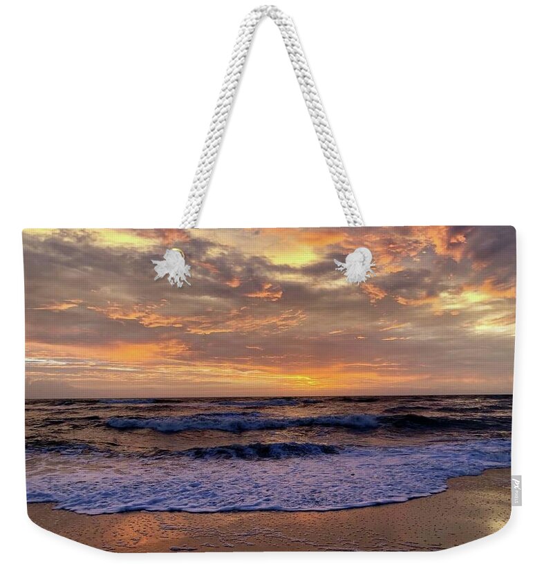 Obx Sunrise Weekender Tote Bag featuring the photograph Day after storm 9/16/18 by Barbara Ann Bell