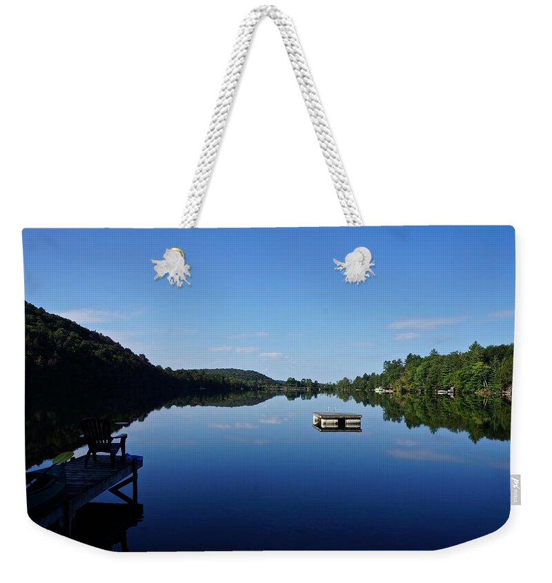 Lake Weekender Tote Bag featuring the photograph Daytime Lake by Kathy Chism