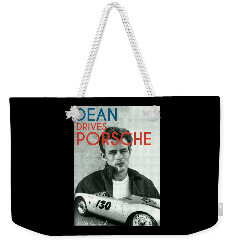 Dean Weekender Tote Bag featuring the digital art Dean Drives Porsche by Carlos V