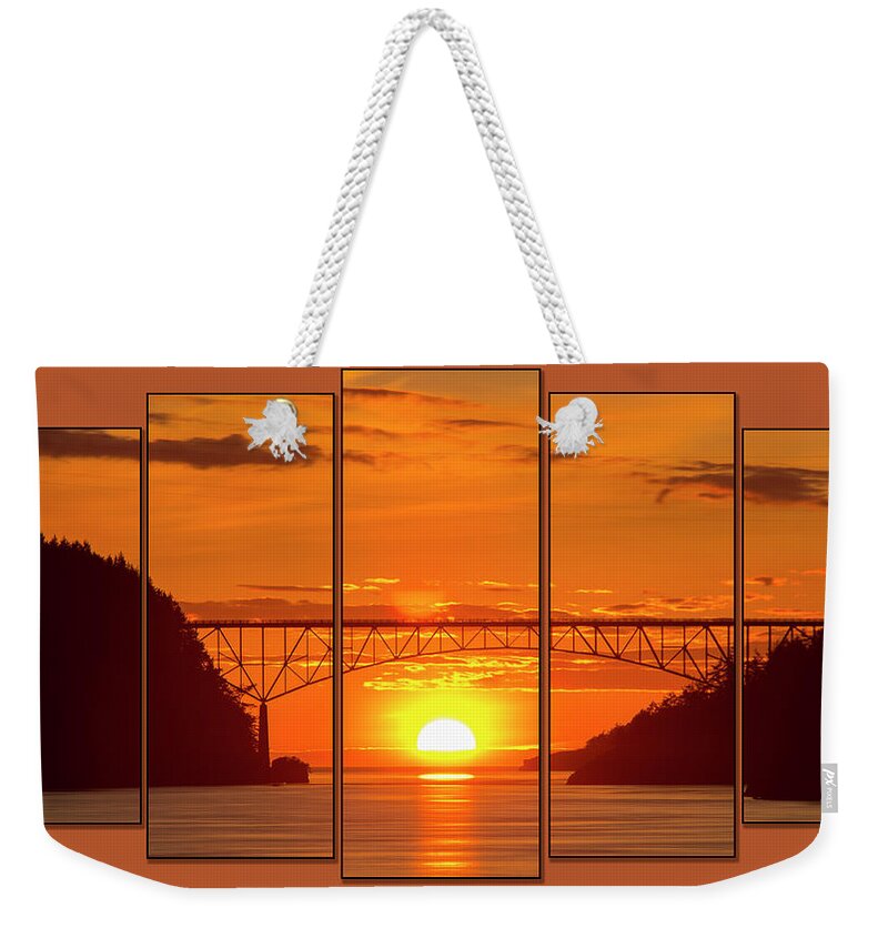 Deception Pass Weekender Tote Bag featuring the photograph Deception Pass Sunset Panels by Tony Locke