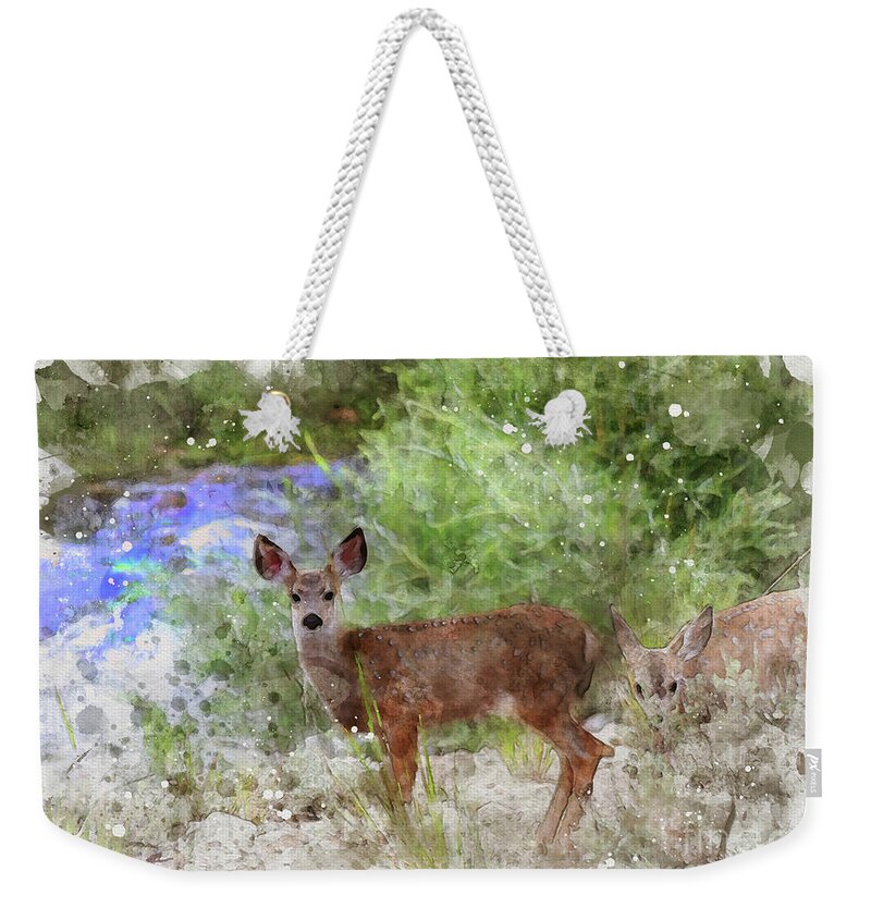 Deer Weekender Tote Bag featuring the digital art Deer by Mark Jackson