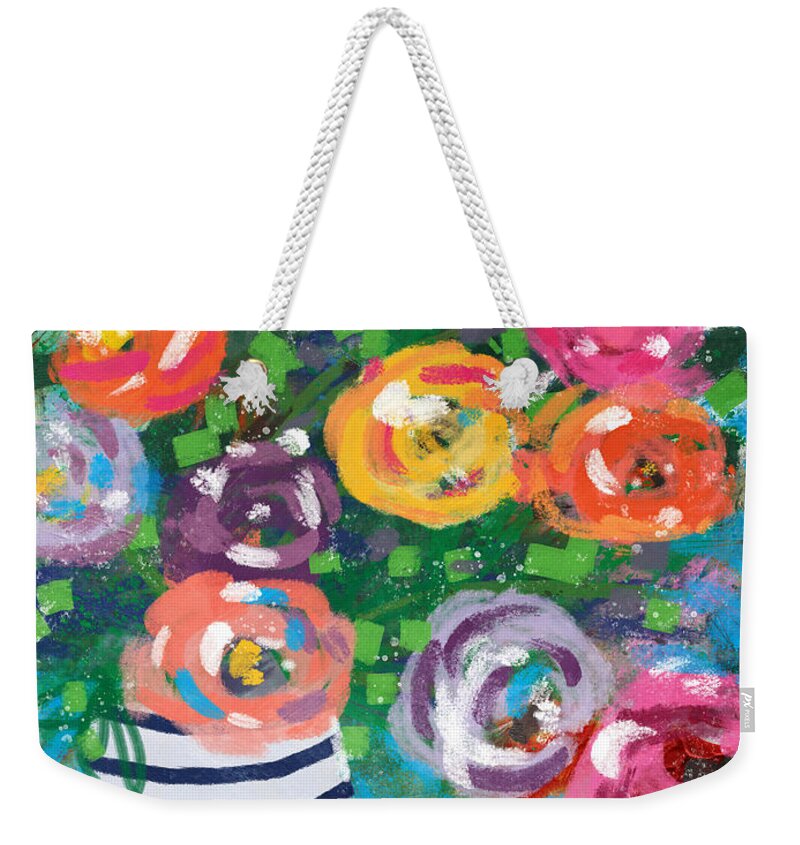 Flowers Weekender Tote Bag featuring the mixed media Delightful Bouquet 6- Art by Linda Woods by Linda Woods