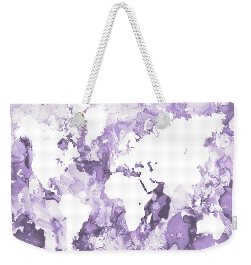 World Map Weekender Tote Bag featuring the digital art Design 109 by Lucie Dumas
