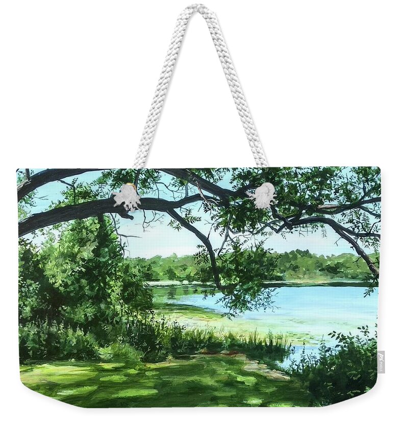 Lake Weekender Tote Bag featuring the painting Destiny by William Brody
