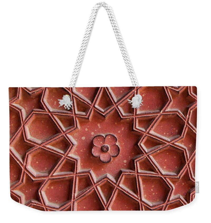 Outdoors Weekender Tote Bag featuring the photograph Detail Of Carvings On Wall In Agra Fort by Inti St. Clair