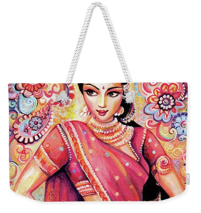 Indian Dancer Weekender Tote Bag featuring the painting Devika Dance by Eva Campbell