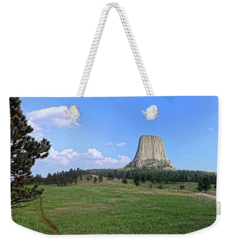 Devil's Tower Weekender Tote Bag featuring the photograph Devil's Tower Panorama by Doolittle Photography and Art