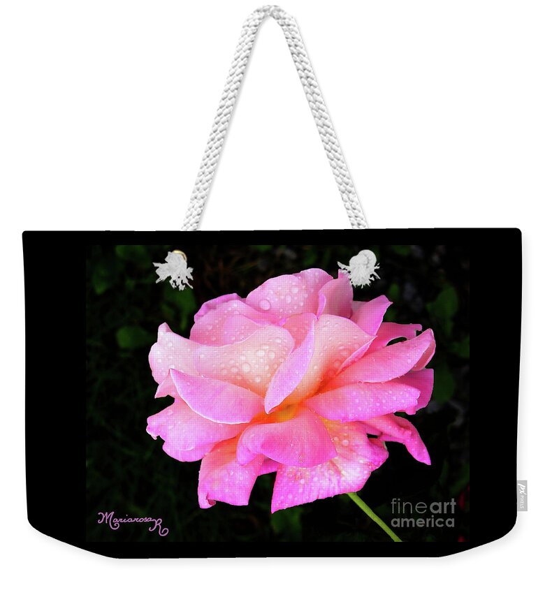 Flora Weekender Tote Bag featuring the photograph Dewdrops on Roses... by Mariarosa Rockefeller