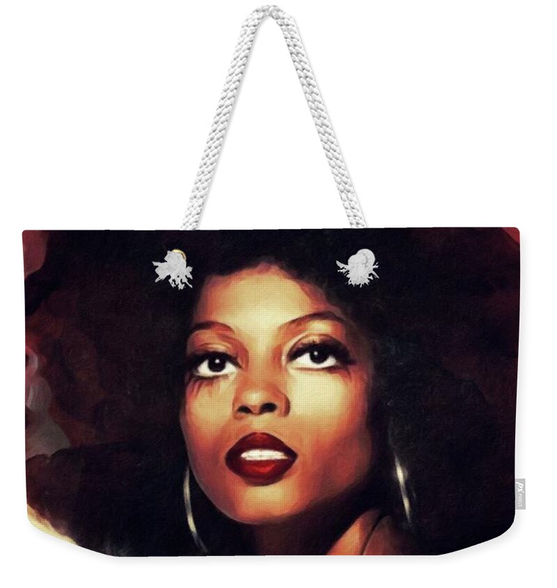 Diana Weekender Tote Bag featuring the painting Diana Ross, Singer by Esoterica Art Agency