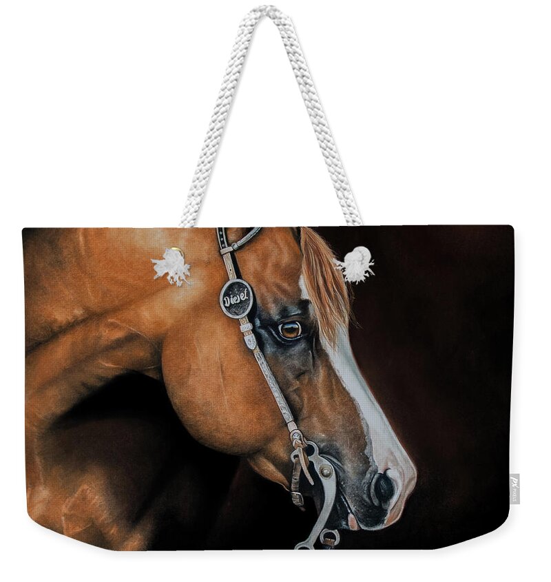 Equine Art Weekender Tote Bag featuring the pastel Diesel by Joni Beinborn