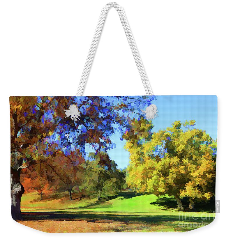 Autumn Weekender Tote Bag featuring the photograph Digital Art Fall Colors Park by Chuck Kuhn