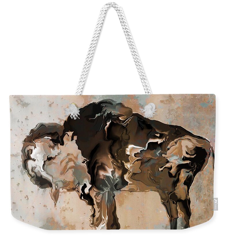 Bison Weekender Tote Bag featuring the digital art Montana Bison 6D by Kae Cheatham