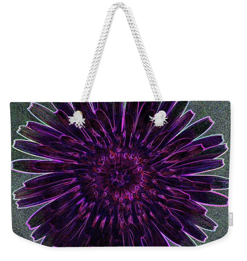 Flower Weekender Tote Bag featuring the pyrography Digital Dandelion by Harry Moulton