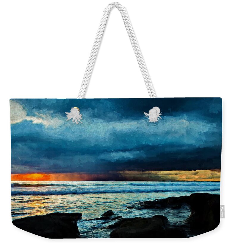 Clouds Weekender Tote Bag featuring the digital art Distant Rain Clouds by Russ Harris