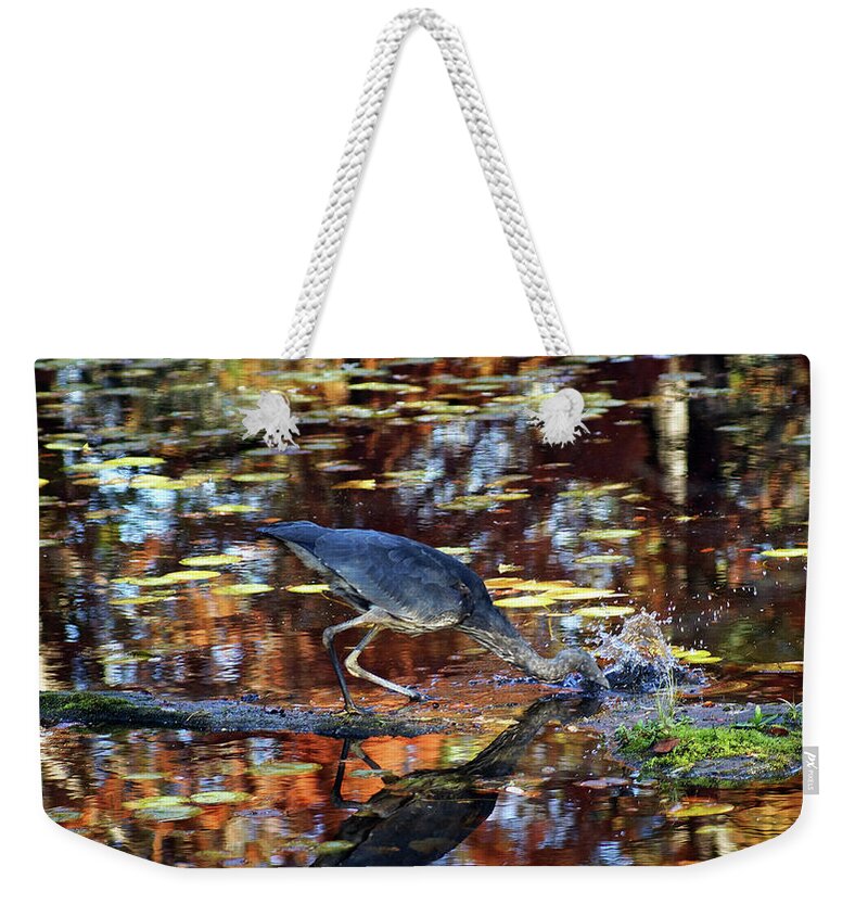 Heron Weekender Tote Bag featuring the photograph Dive and Dine I by Cameron Wood