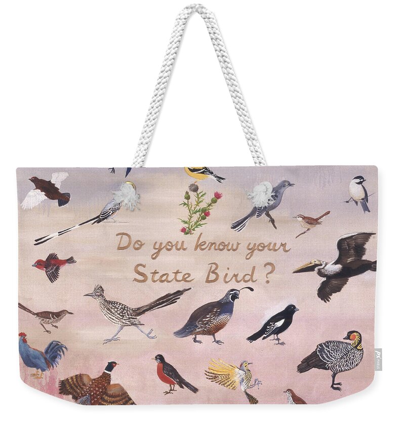 Contemporary Art Weekender Tote Bag featuring the painting Do You Know Your State Bird?, 1996 by Joe Heaps Nelson