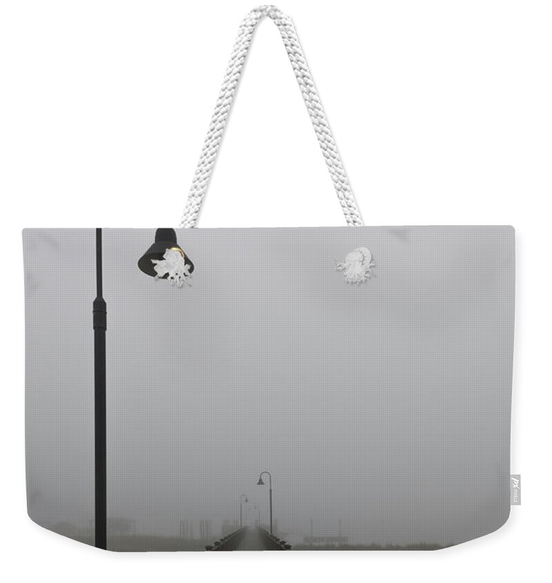 Fog Weekender Tote Bag featuring the photograph Dockside Southern Fog by Dale Powell