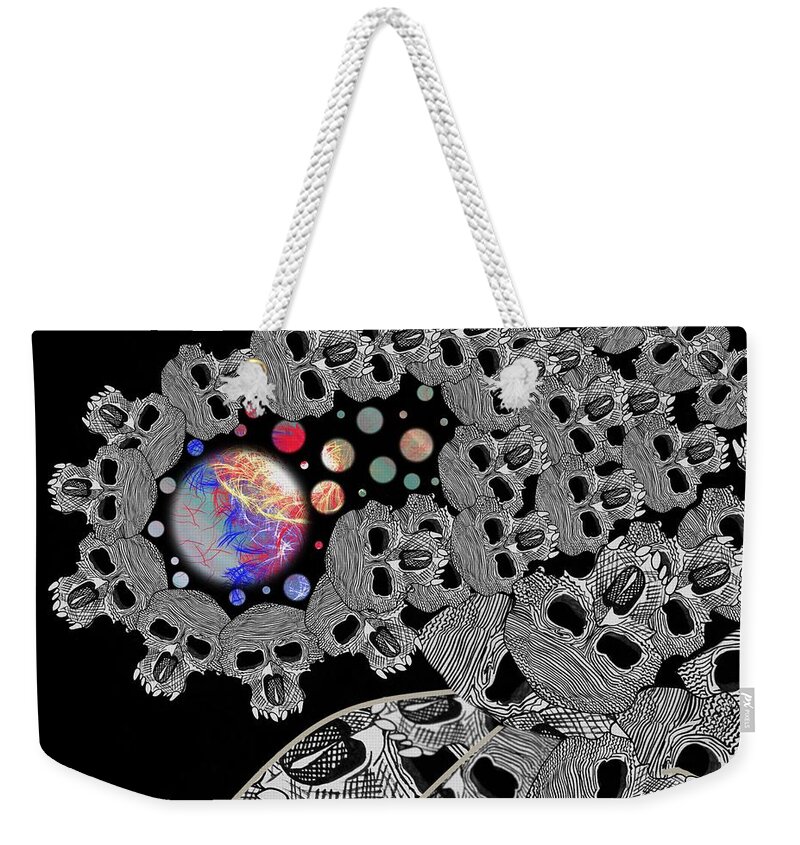 Fantasy Weekender Tote Bag featuring the drawing Does The Ends Justify The Means by Joan Stratton