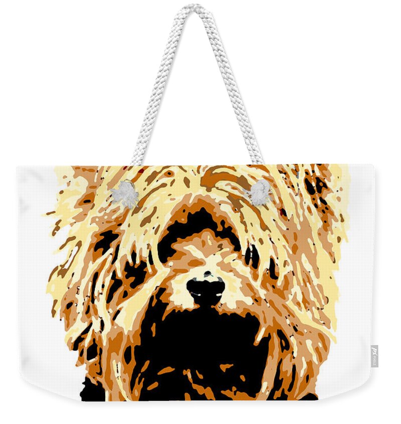 Dog Weekender Tote Bag featuring the digital art Dog 147 Yorkshire by Lucie Dumas