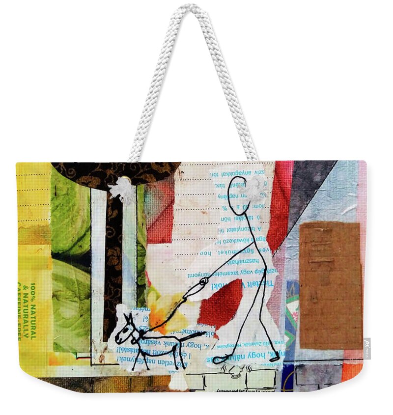 Dog Weekender Tote Bag featuring the mixed media Doggie Walk by Mimulux Patricia No
