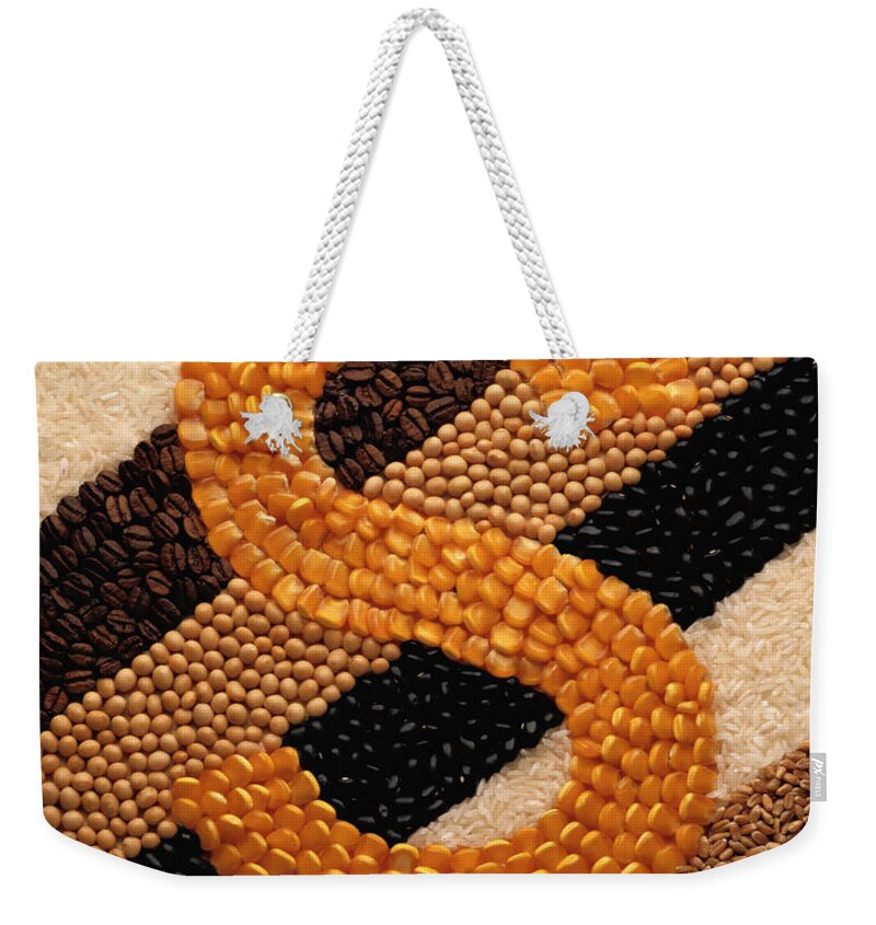 Sweetcorn Weekender Tote Bag featuring the photograph Dollar Sign In Beans And Grains by Milton Montenegro