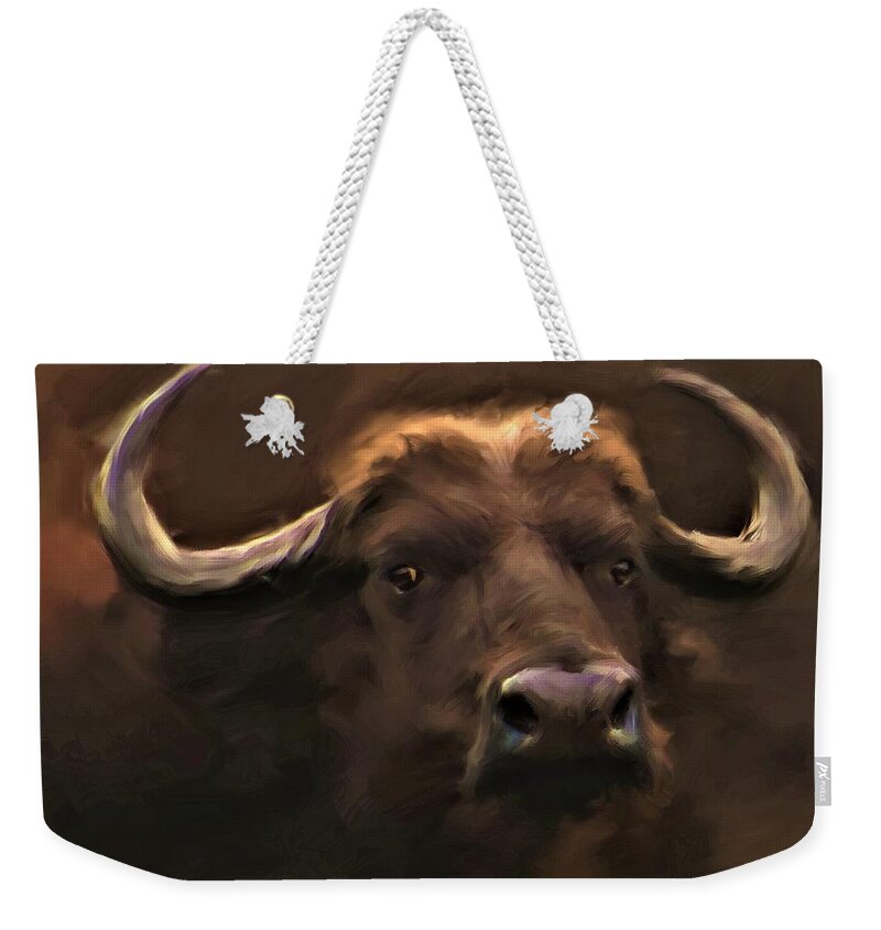Buffalo Weekender Tote Bag featuring the painting Don't Mess With Me by Diane Chandler
