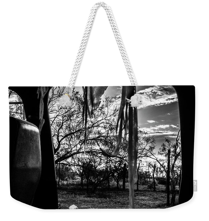 Photo Weekender Tote Bag featuring the photograph Door way to a Texas sunrise 2 by Jason Hughes