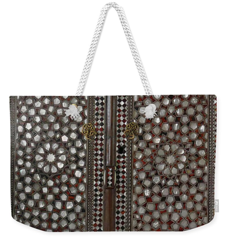 Arabic Weekender Tote Bag featuring the photograph Doors with mother of pearl in the Harem by Steve Estvanik