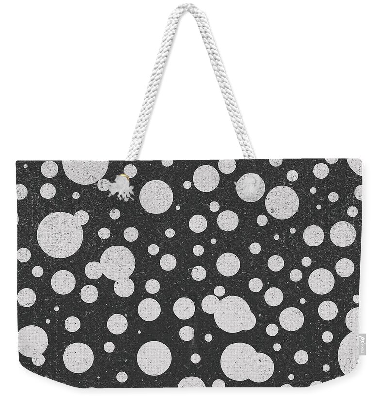 Dots Pattern Weekender Tote Bag featuring the mixed media Dots Pattern 3 - Black, Grey - Ceramic Tile Pattern - Surface Pattern Design - Mediterranean Pattern by Studio Grafiikka