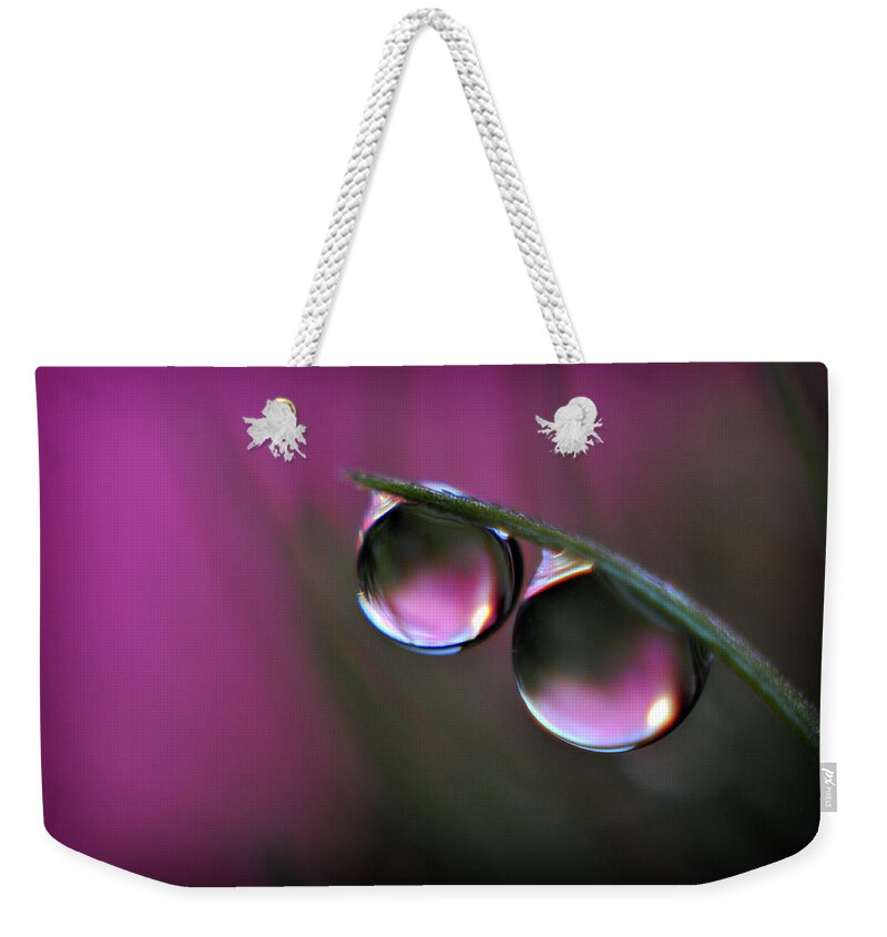 Water Drops Weekender Tote Bag featuring the photograph Double Trouble by Michelle Wermuth