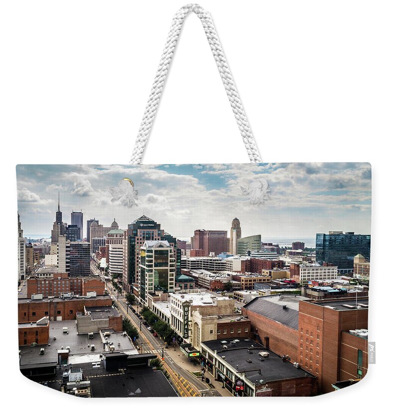 Main St Buffalo Weekender Tote Bag featuring the photograph Downtown Buffalo by John Angelo Lattanzio