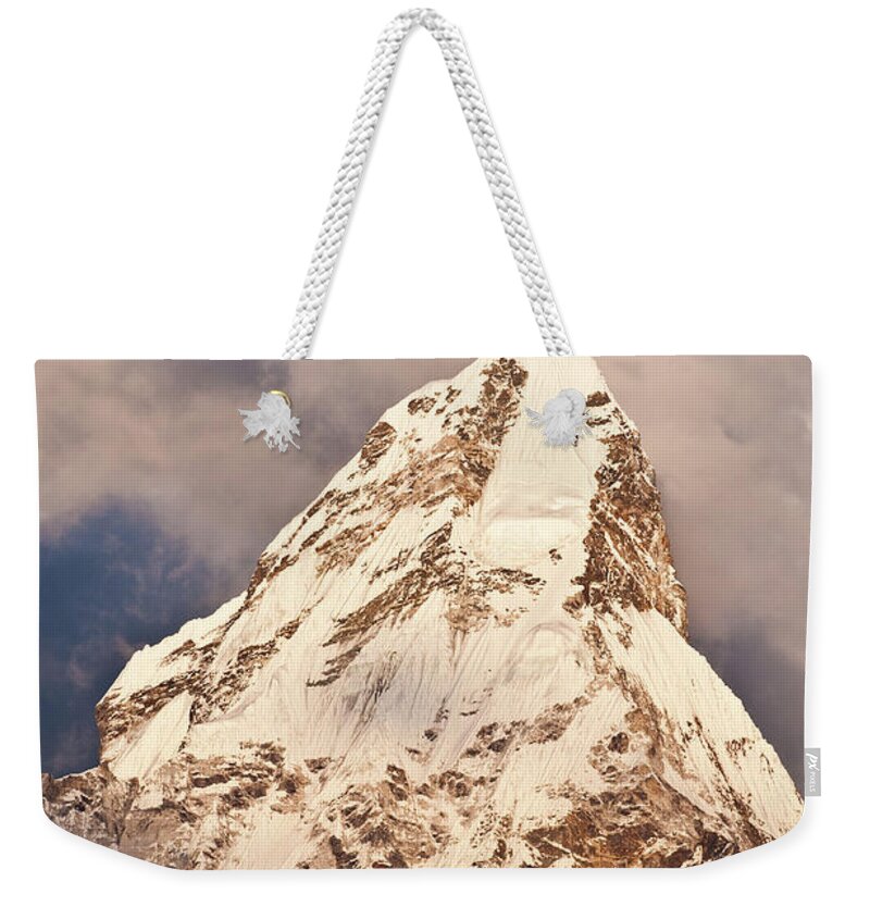 Himalayas Weekender Tote Bag featuring the photograph Dramatic Sunset Mountain Peak Snow by Fotovoyager