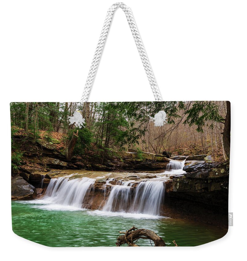 Waterfall Weekender Tote Bag featuring the photograph Drawdy Falls by SC Shank
