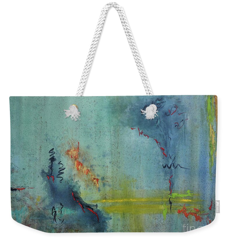 Triptych Weekender Tote Bag featuring the painting Dreaming #2 by Karen Fleschler