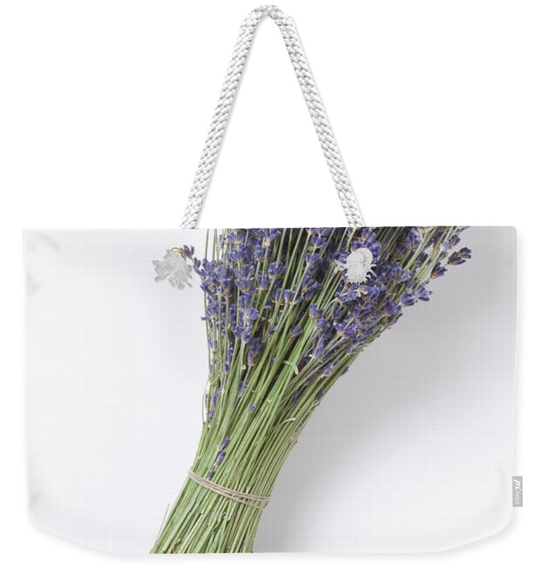 White Background Weekender Tote Bag featuring the photograph Dried Lavender Bunch, Elevated View by Westend61