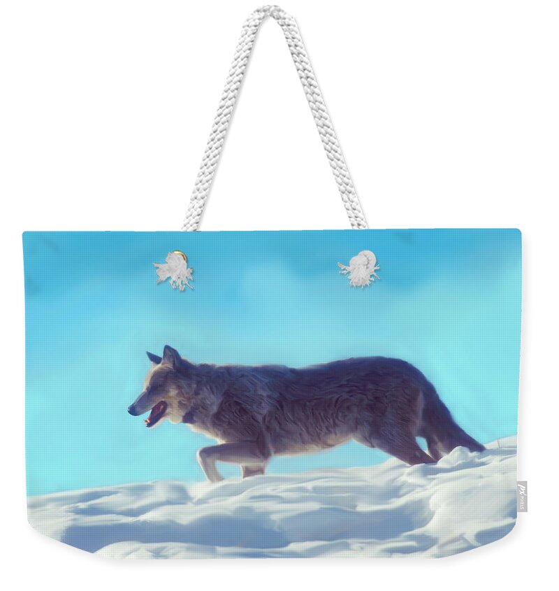 Druid Peak Pack Weekender Tote Bag featuring the photograph Druid Wolf 42F in Yellowstone by Mark Miller