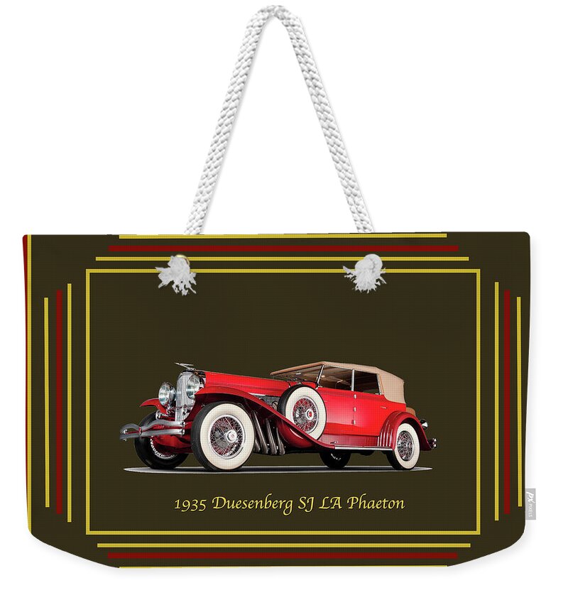 Duesenberg Weekender Tote Bag featuring the digital art Duesenberg 1935 by Chuck Staley