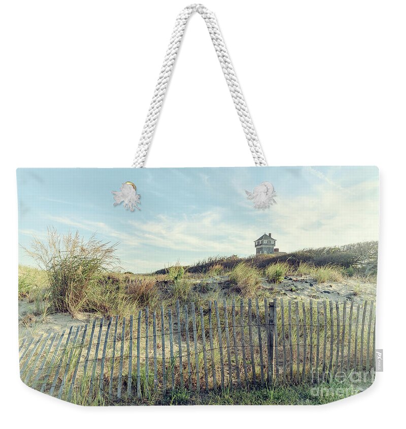 Dune Fence Weekender Tote Bag featuring the photograph Dune Fence and Grass by Debra Fedchin