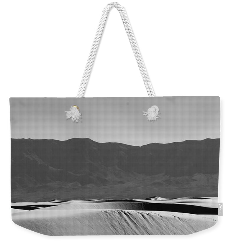 Richard E. Porter Weekender Tote Bag featuring the photograph Dunes and Mountains #4151 - White Sands National Monument, New Mexico by Richard Porter